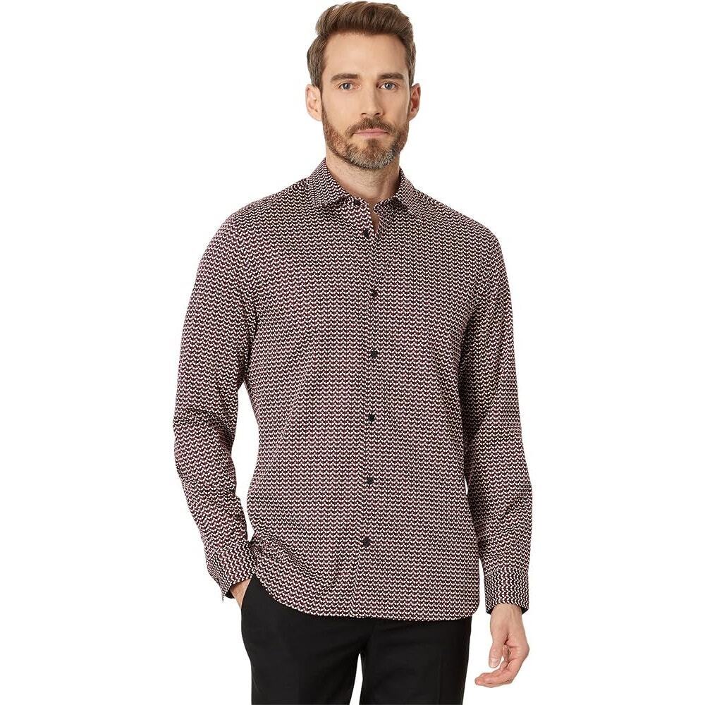 NWT Ted Baker Laceby Geo Print Long Sleeve Red Men’s Size 1 (XS)